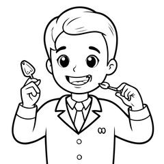 Cute vector illustration Dentist doodle for kids colouring page