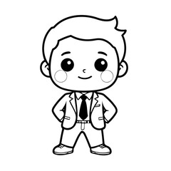 Vector illustration of a cute Businessman doodle drawing for kids page