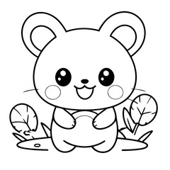 Vector illustration of a cute Kawaii doodle for children worksheet