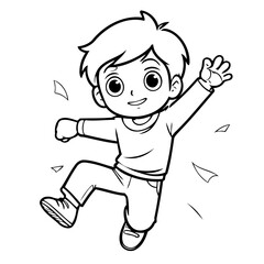 Vector illustration of a cute Boy doodle for kids colouring page