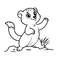 Simple vector illustration of Meerkat for kids coloring page