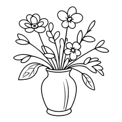 Simple vector illustration of Flowers drawing colouring activity