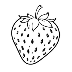 Simple vector illustration of Strawberry drawing for kids colouring activity