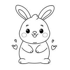Cute vector illustration Bunny colouring page for kids