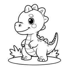 Cute vector illustration Dino doodle for toddlers worksheet