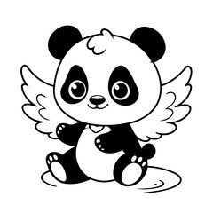 Naklejka premium Cute vector illustration Panda doodle for kids coloring worksheet