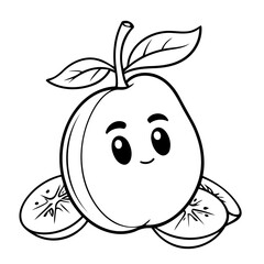 Simple vector illustration of Fruit drawing for toddlers coloring activity