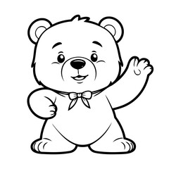 Cute vector illustration Bear drawing for kids page