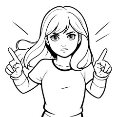 Vector illustration of a cute Girl doodle for toddlers coloring activity