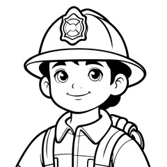 Simple vector illustration of Firefighter drawing for toddlers coloring activity