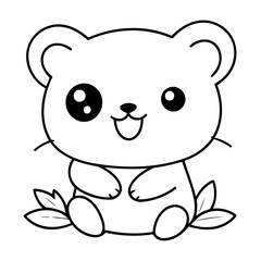 Obraz premium Cute vector illustration Kawaii for toddlers colouring page
