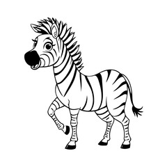 Cute vector illustration Zebra for kids colouring page
