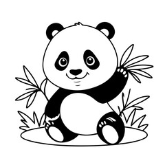 Cute vector illustration Panda for children colouring activity