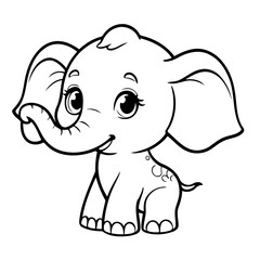 Cute vector illustration Elephant drawing for toddlers coloring activity