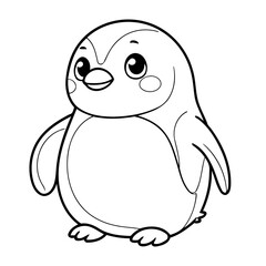 Cute vector illustration Penguin for kids colouring page