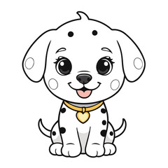 Cute vector illustration Dalmatian drawing for kids colouring page