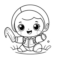 Obraz premium Cute vector illustration Kawaii doodle for children worksheet