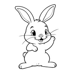 Vector illustration of a cute Rabbit doodle for toddlers coloring activity