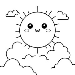 Vector illustration of a cute Sky drawing colouring activity