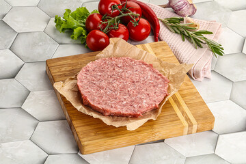 Raw beef uncooked burger cutlet