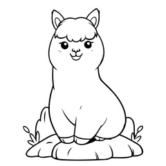 Cute vector illustration Alpaca drawing colouring activity