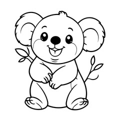 Cute vector illustration Koala doodle for toddlers colouring page