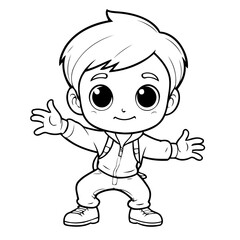 Cute vector illustration Boy for kids coloring activity page