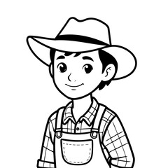 Simple vector illustration of Farmer for kids colouring worksheet