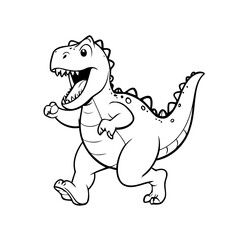 Vector illustration of a cute Dino drawing for toddlers colouring page