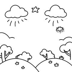 Vector illustration of a cute Sky drawing for kids colouring activity