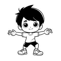 Vector illustration of a cute Boy drawing for kids colouring page