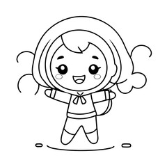 Simple vector illustration of Kawaii for toddlers colouring page