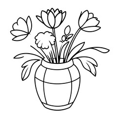 Cute vector illustration Flowers hand drawn for kids coloring page
