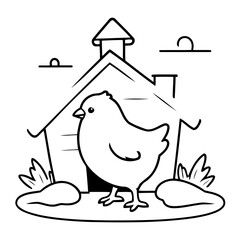 Simple vector illustration of Chicken drawing for children page