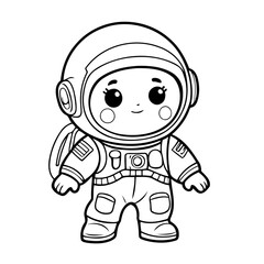 Simple vector illustration of Astronaut drawing colouring activity