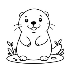 Cute vector illustration Otter doodle for children worksheet
