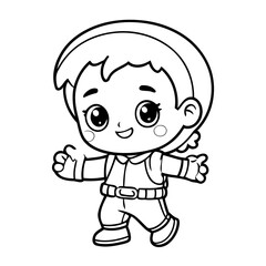 Vector illustration of a cute Kawaii doodle colouring activity for kids