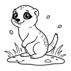 Simple vector illustration of Meerkat drawing for toddlers book