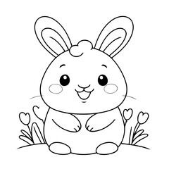 Cute vector illustration Bunny hand drawn for kids coloring page