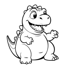Vector illustration of a cute Dino drawing for toddlers colouring page