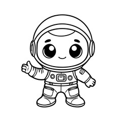 Vector illustration of a cute Astronaut drawing for toddlers colouring page