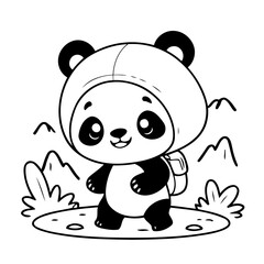 Simple vector illustration of Panda for children colouring activity