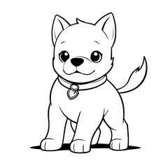 Cute vector illustration Dog hand drawn for kids coloring page