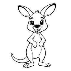 Vector illustration of a cute Kangaroo doodle for kids coloring worksheet