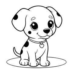 Simple vector illustration of Dalmatian drawing for children page