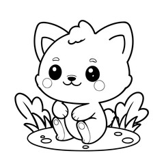 Vector illustration of a cute Kawaii doodle for kids coloring worksheet