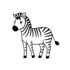 Simple vector illustration of Zebra hand drawn for toddlers