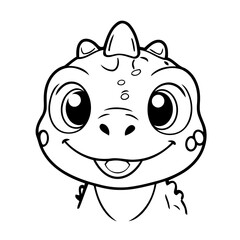 Cute vector illustration Dino drawing for children page