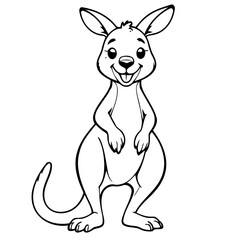 Cute vector illustration Kangaroo doodle for kids coloring worksheet