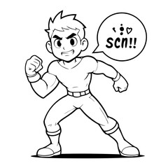 Vector illustration of a cute Callout doodle drawing for kids page